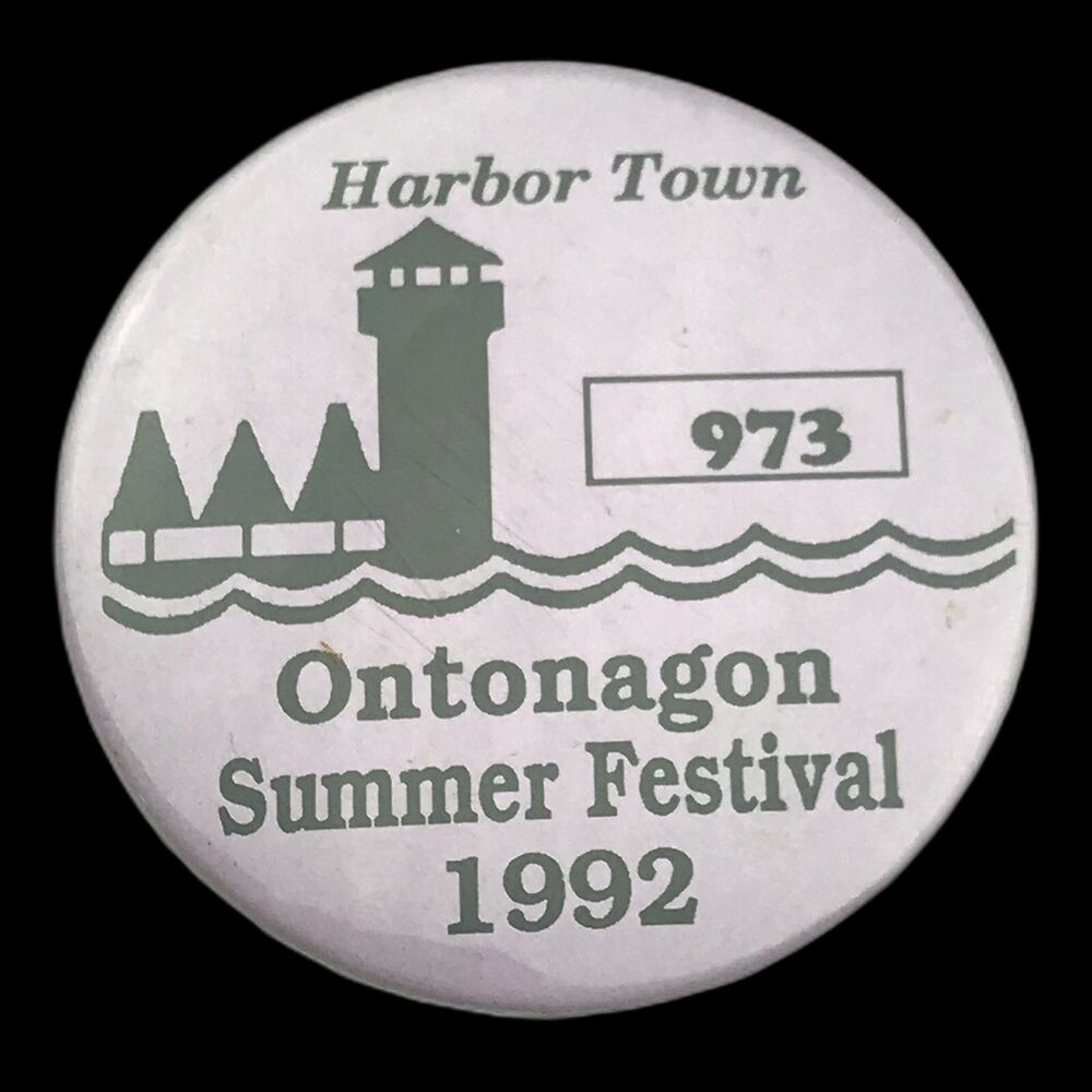 Ontonagon Summer Festival 1992 Vendor Badge Vintage 90s Pin Button Pinback